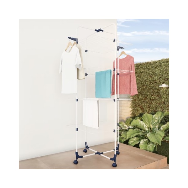 Hastings Home Clothes Drying Rack 4-tiered Laundry Station with Collapsible Shelves and Wheels for Folding - 139580RNR
