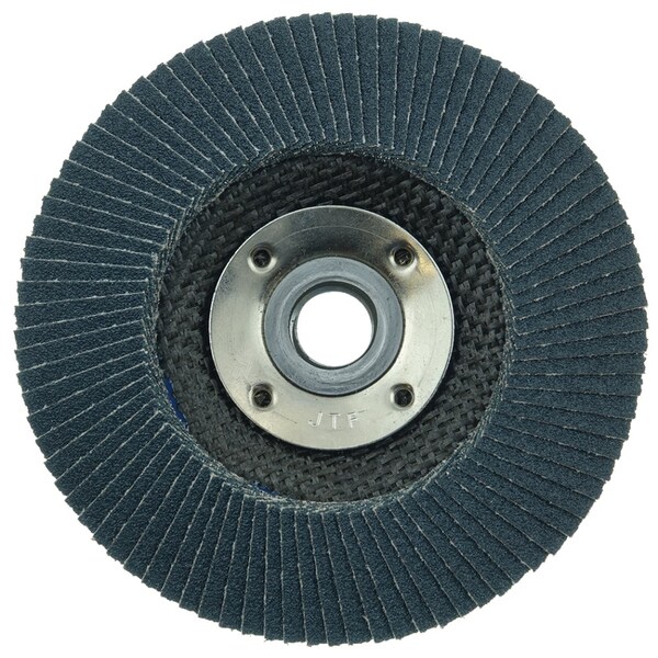 Weiler 4-1/2" Disco de aletas abrasivas Tiger Paw, Cónico (TY29), 80Z, 5/8"-11 UNC - 51126
