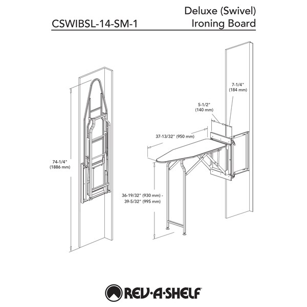 Rev-A-Shelf Rev-A-Shelf Deluxe Swivel Ironing Board for Customer Closet Systems - CSWIBSL-14-SM-1