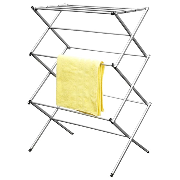 Home Basics Sunbeam 3 Tier RustProof Enamel Coated Steel Collapsible Clothes Drying Rack, Grey - CD10114