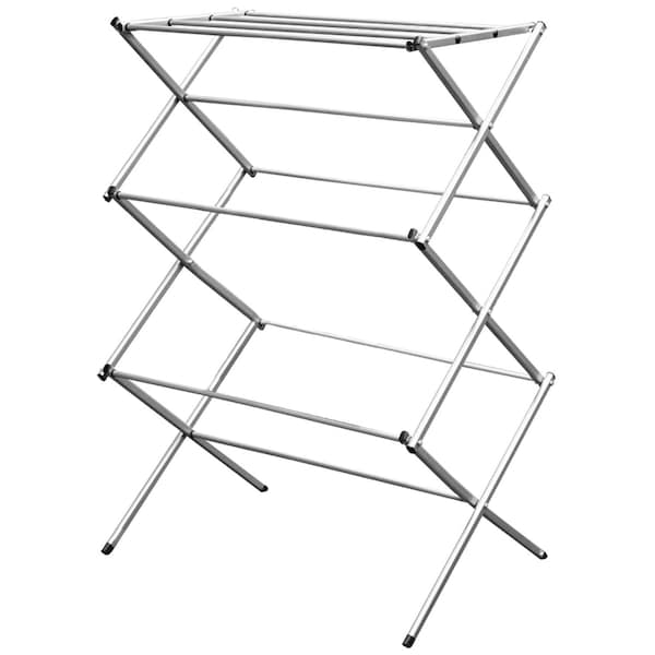 Home Basics Sunbeam 3 Tier RustProof Enamel Coated Steel Collapsible Clothes Drying Rack, Grey - CD10114