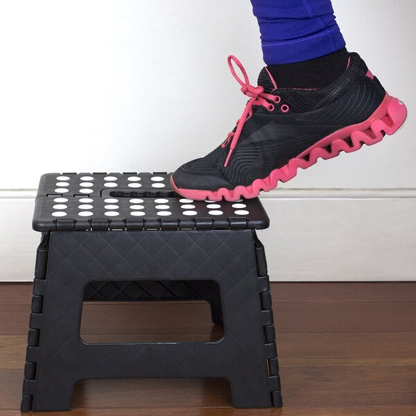 Home Basics Home Basics Small Plastic Folding Stool with Non-Slip Dots - ZOR96100