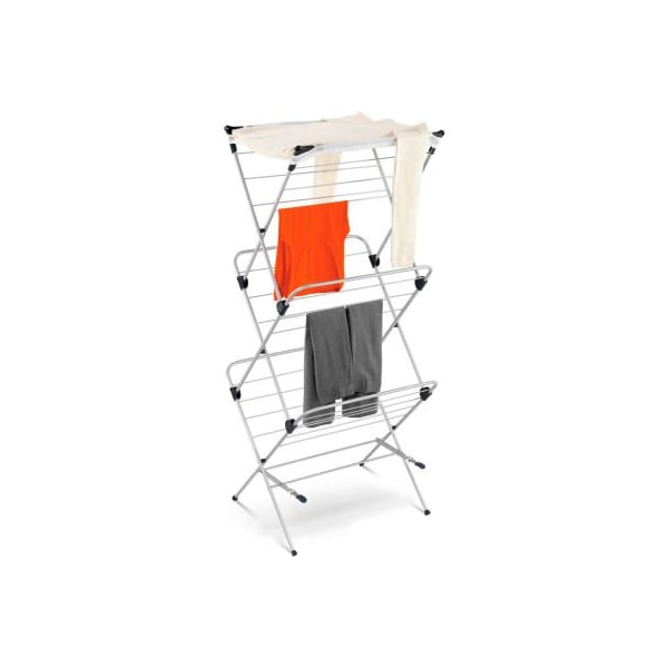Honey Can Do International. 3-Tier Portable Top Clothes Drying Rack, Silver/Blue, Steel/Nylon Mesh, 48-Linear Feet Capacity - DRY-01105
