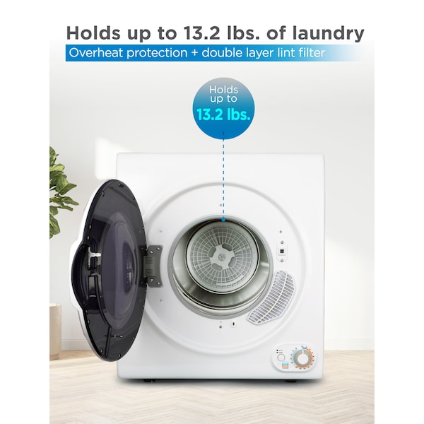 Commercial Care 3.5 Cu. Ft. Portable Dryer, 120V  Front Loading Dryer Machine Holds Up To 13.2 lbs. - CED35