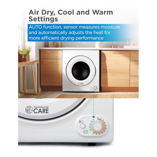 Commercial Care 3.5 Cu. Ft. Portable Dryer, 120V  Front Loading Dryer Machine Holds Up To 13.2 lbs. - CED35