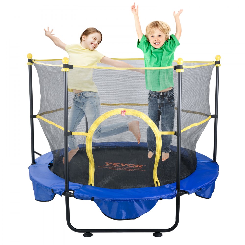 VEVOR 5FT Trampoline for Kids, 60"  Indoor Outdoor Trampoline with Safety Enclosure Net, Basketball Hoop and Ocean Balls, Mini Toddler Recreational Trampoline Birthday Gifts for 3+ Years Kids - DWYXBC5YCDWYPRW3SV0