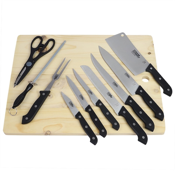 Home Basics Home Basics 10 Piece Knife Set with Cutting Board - ZOR96173