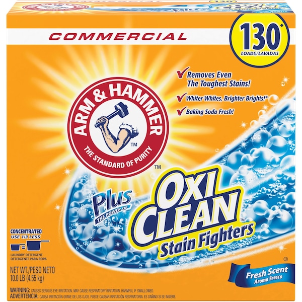 Arm & Hammer Laundry Detergent, 130 L Box, Powder, Fresh, White, 3 PK - 33200-00108