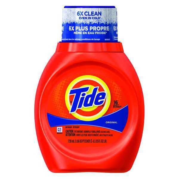Tide Laundry Detergent, 25 oz Bottle, Liquid, Original Scent, White, 6 PK - 13875