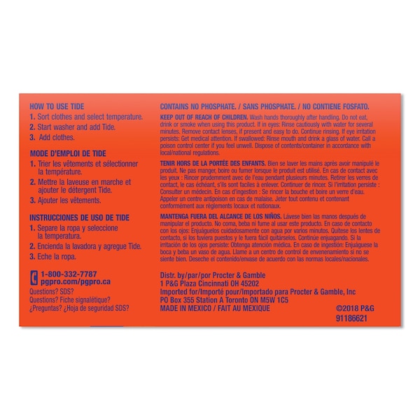 Tide Laundry Detergent, 1.5 oz Box, Powder, Tide Original, 156 PK - 49340