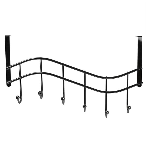 Home Basics Home Basics Wave 6 Hook Over the Door Organizing Rack, Black Onyx - ZOR96207