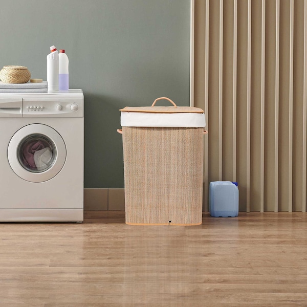 Vintiquewise Square Mendong Collapsible Waterproof Laundry Hamper with Lid and Handles for Easy Carrying - QI004430-G_SQ