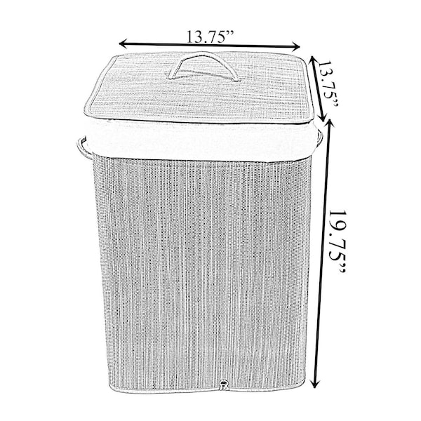 Vintiquewise Square Mendong Collapsible Waterproof Laundry Hamper with Lid and Handles for Easy Carrying - QI004430-G_SQ
