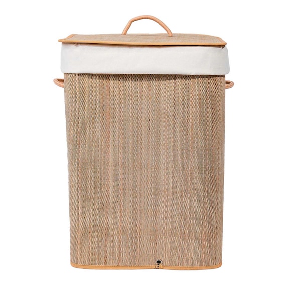 Vintiquewise Square Mendong Collapsible Waterproof Laundry Hamper with Lid and Handles for Easy Carrying - QI004430-G_SQ