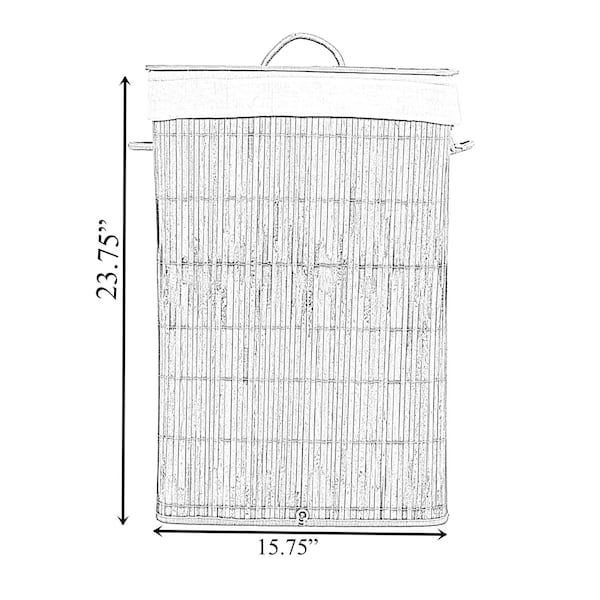 Vintiquewise Square Bamboo Collapsible Waterproof Laundry Hamper with Lid and Handles for Easy Carrying - QI004430-B_SQ