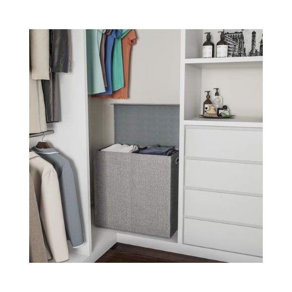 Hastings Home Double Laundry Hamper, Lid-Two-Sided Sorter and Removable Mesh Liner Bags with 2 Section Organizer - 314908WJK