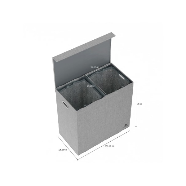 Hastings Home Double Laundry Hamper, Lid-Two-Sided Sorter and Removable Mesh Liner Bags with 2 Section Organizer - 314908WJK