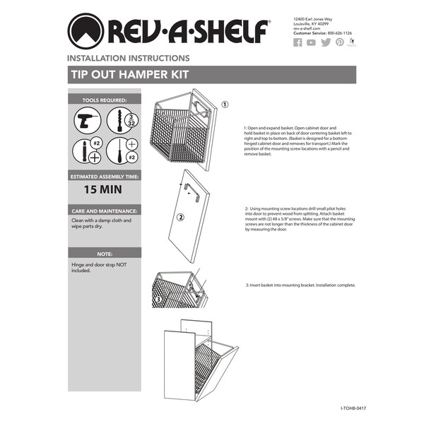 Rev-A-Shelf Rev-A-Shelf Steel Tilt Out Hamper for Custom Closet Systems - CTOHB-211319-CR-52