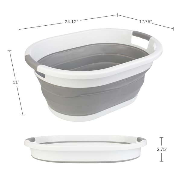 Wakeman Collapsible Laundry Basket - 39L Portable Sink, Plastic Bin, or Ice Bucket by Wakeman Gray - 75-CMP1137