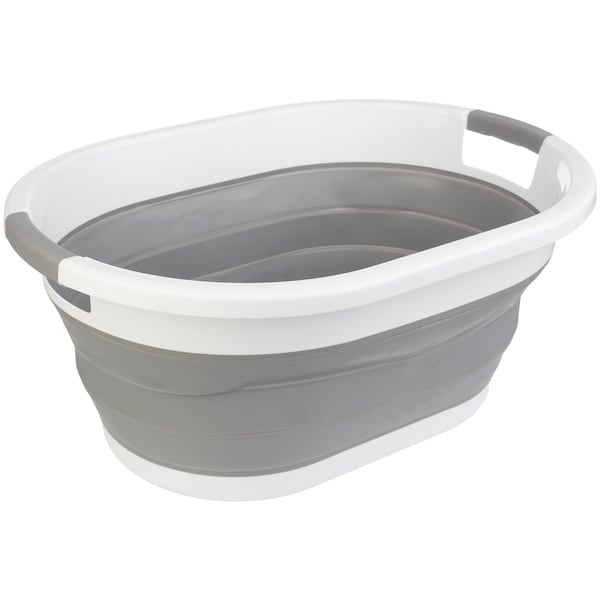 Wakeman Collapsible Laundry Basket - 39L Portable Sink, Plastic Bin, or Ice Bucket by Wakeman Gray - 75-CMP1137