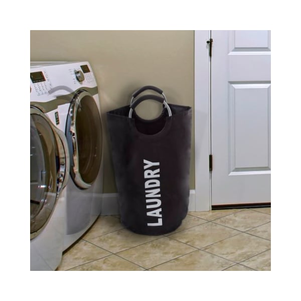Hastings Home Laundry Hamper, Large Collapsible Canvas Clothes Basket with Round Handles for Convenient Carrying - 958827BRM