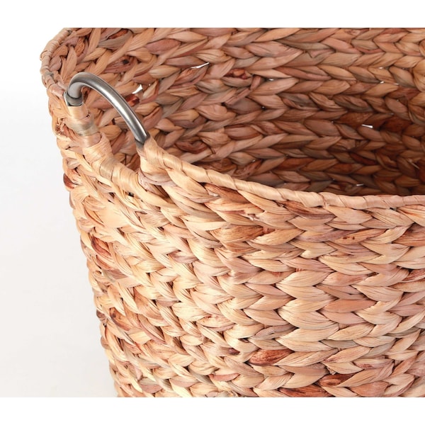 Vintiquewise Large Round Water Hyacinth Wicker Laundry Basket - QI003364.L