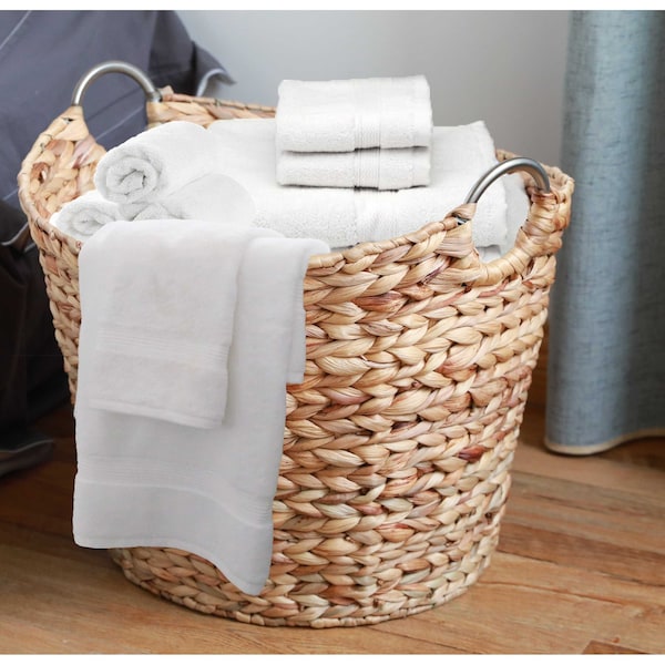 Vintiquewise Large Round Water Hyacinth Wicker Laundry Basket - QI003364.L
