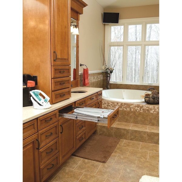Rev-A-Shelf Rev-A-Shelf - Adjustable Pullout Folding Retractable Ironing Board with Ball-Bearing Slides, Gray - VIB-20CR