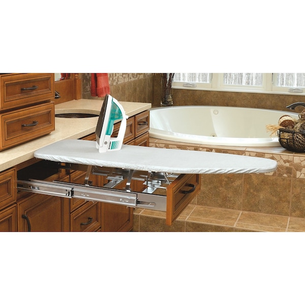 Rev-A-Shelf Rev-A-Shelf - Adjustable Pullout Folding Retractable Ironing Board with Ball-Bearing Slides, Gray - VIB-20CR