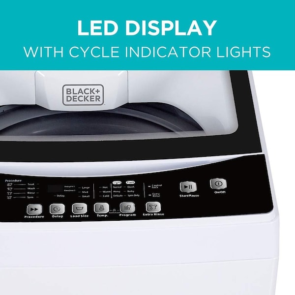 Black & Decker Portable Washer 1.7 Cu. Ft. with 6 Cycles, Transparent Lid and LED Display - BPWM16W