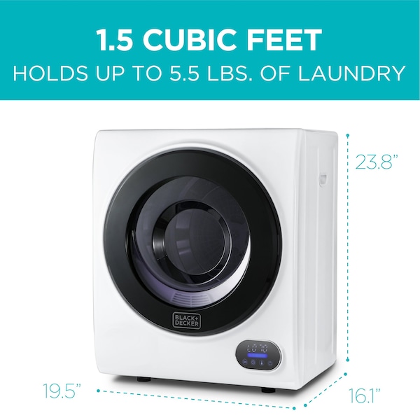 Black & Decker 1.5 Cu. Ft. Electric Dryer, White - BCED15