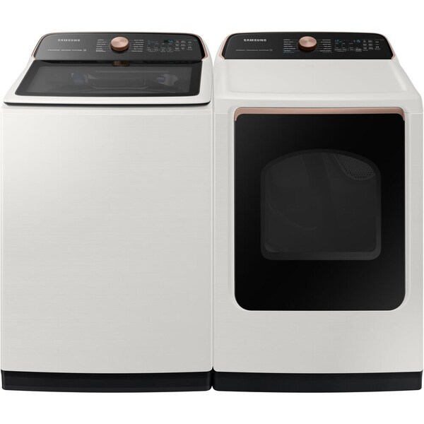 Almo Ivory 5.5 cu. ft. Top Load Washer and 7.4 cu. ft. Gas Dryer Kit - WA55A7300E-G-KIT