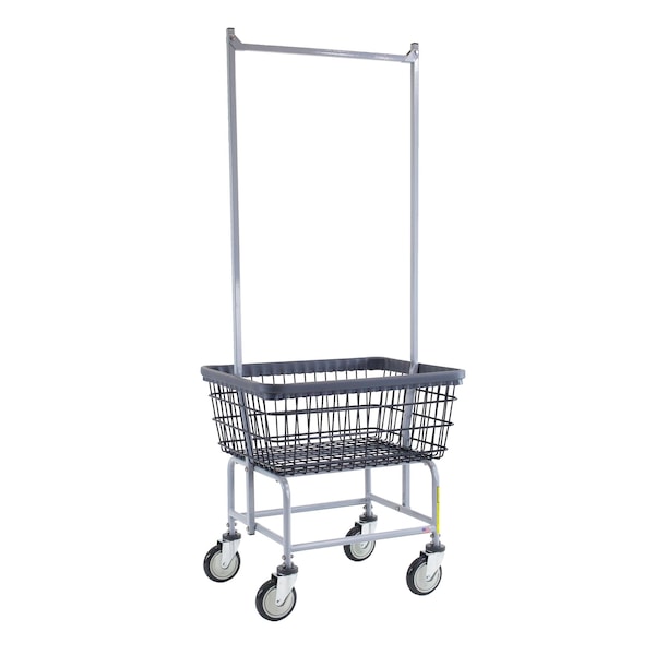 R&B Wire Products Wire Utility Cart with Double Pole Rack, 2.5 Bushel, Dura-Seven Anti-Rust Coating - 100E58/D7