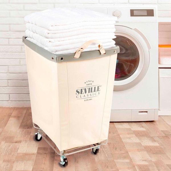 Seville Classics Laundry Cart, Comme, 22" D x 16" W x 27" H - WEB703