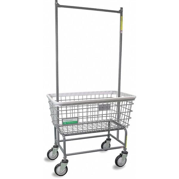 R&B Wire Products Antimicrobial Wire Utility Cart with Double Pole Rack, 4.5 Bushel - 200F56/ANTI