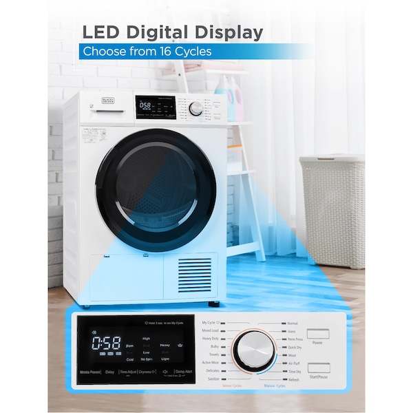 Black & Decker 4.4 Cu. Ft. Electric Dryer with Heat Pump, 240V - BDFH44M