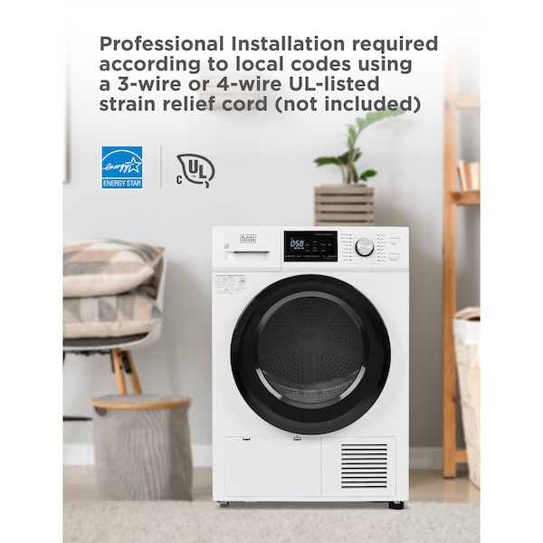 Black & Decker 4.4 Cu. Ft. Electric Dryer with Heat Pump, 240V - BDFH44M
