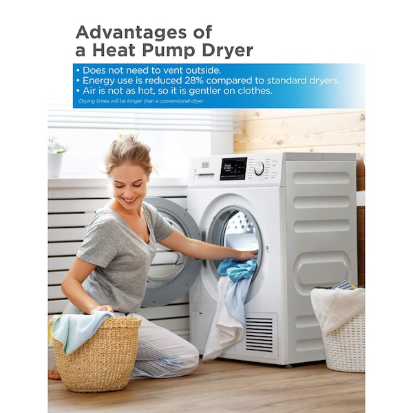 Black & Decker 4.4 Cu. Ft. Electric Dryer with Heat Pump, 240V - BDFH44M
