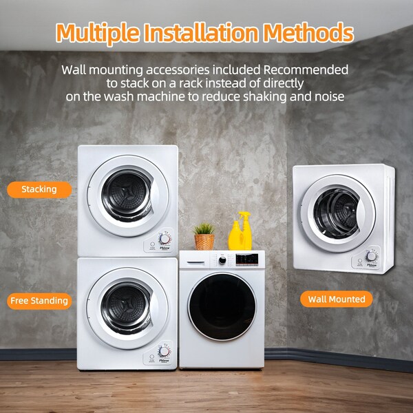 Edendirect 2.6 cu. ft. Vented Electric Dryer in White with Sensor Dry, 4 Auto Drying Modes, Exhaust Duct - PVSC04D-W-2