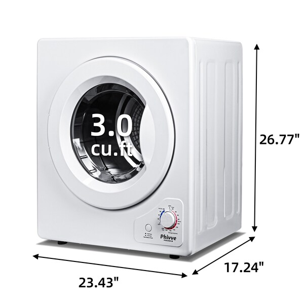 Edendirect 2.6 cu. ft. Vented Electric Dryer in White with Sensor Dry, 4 Auto Drying Modes, Exhaust Duct - PVSC04D-W-2