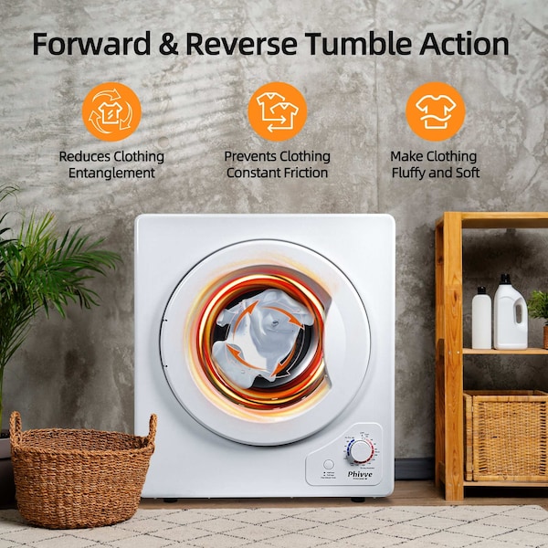 Edendirect 2.6 cu. ft. Vented Electric Dryer in White with Sensor Dry, 4 Auto Drying Modes, Exhaust Duct - PVSC04D-W-2