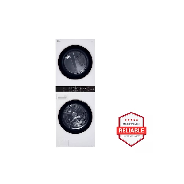 Almo LG WashTower Gas Laundry Center with 4.5 cu. ft. Front Load Washer and 7.4 cu. ft. Dryer, White - WKG101HWA