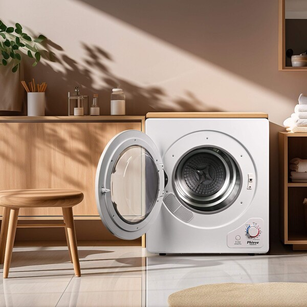 Edendirect 2.8 cu. ft. Vented Electric Dryer in White with Sensor Dry, 4 Auto Drying Modes, Exhaust Duct - PVSC04D-W