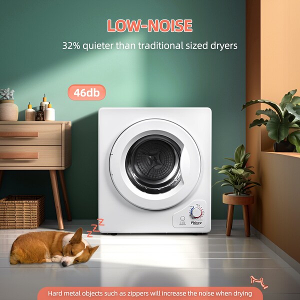 Edendirect 2.8 cu. ft. Vented Electric Dryer in White with Sensor Dry, 4 Auto Drying Modes, Exhaust Duct - PVSC04D-W
