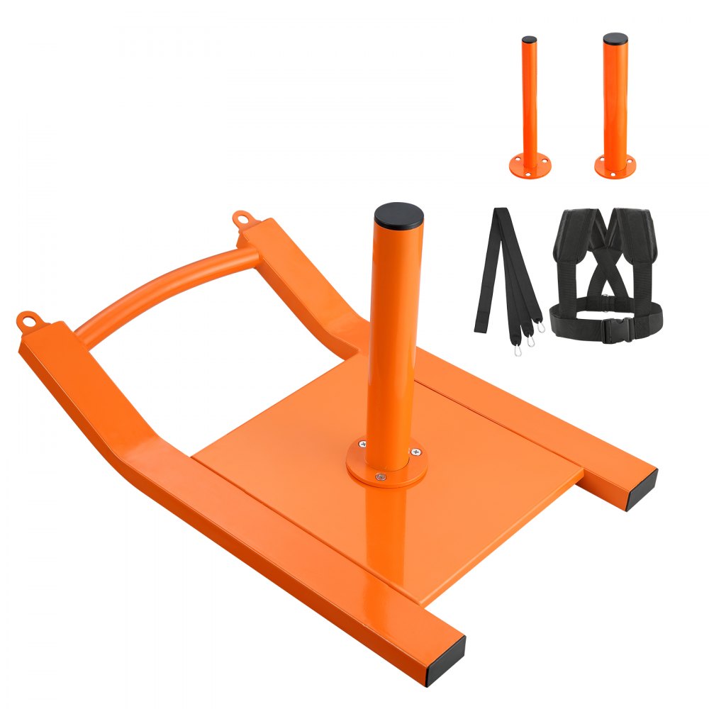 VEVOR Weight Training Pull Sled, Fitness Strength Speed Training Sled, Steel Power Sled Workout Equipment for Athletic Exercise and Speed Improvement, Suitable for 1" & 2" Weight Plate, Orange - LXQTX12YC000MF57CV0