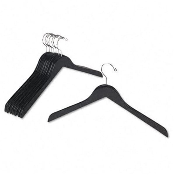 Cool Kitchen Flat Hardwood Coat Hangers 18 Metal Hook Black Lacquer Finish, 8PK - CO2771338