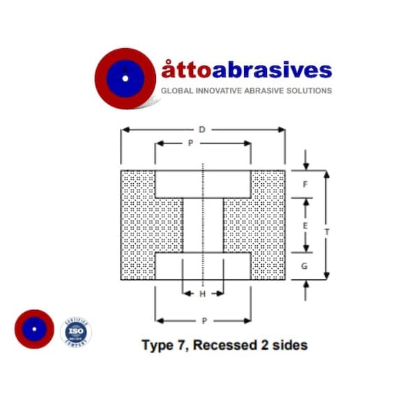 Atto Abrasivos Rueda Reguladora de Alimentación Tipo 7. 12" x 6" x 5" - 4W300-150-AR7