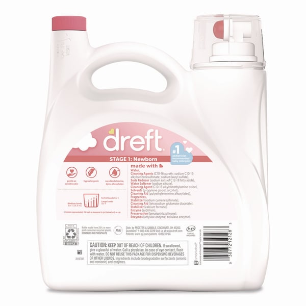 Dreft Ultra Laundry Detergent, Stage 1: Newborn, 150 oz Plastic Bottle with Dispensing Top - 21280
