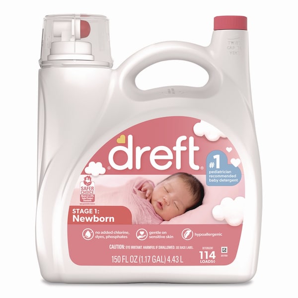 Dreft Ultra Laundry Detergent, Stage 1: Newborn, 150 oz Plastic Bottle with Dispensing Top - 21280