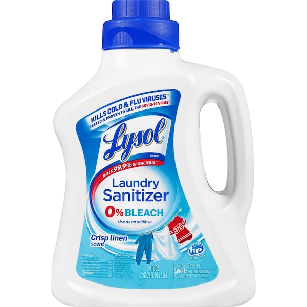 Lysol Laundry Sanitizer, 90 fl oz (2.8 quart) Liquid, Crisp Linen, Blue - RAC95872